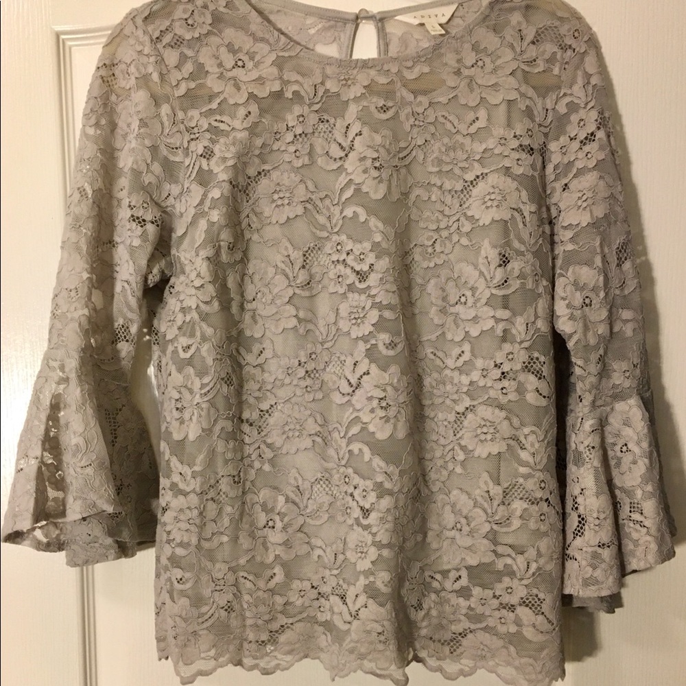 Lace top with romantic bell sleeves